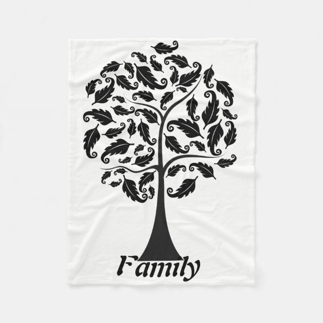 Familj med filten för träddesignull fleecefilt (Framsidan)