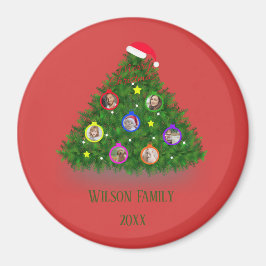 Familj med foton från Julgran Magnet