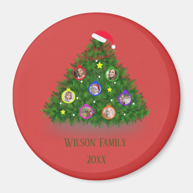 Familj med foton från Julgran Magnet (Framsidan)