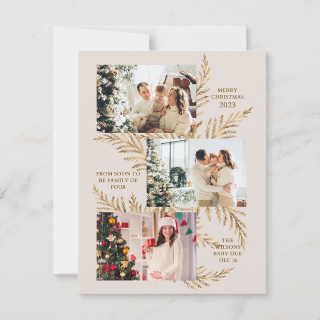 Familj med fyra Gravider för utandning av  i Julaf Julkort (Framsida)