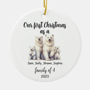 Familj med fyra Polar Bear-Jul-Helgdag Ceramic Julgransprydnad Keramik