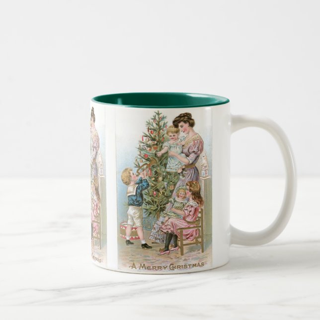 Familj med Julgran Två-Tonad Mugg (Höger)