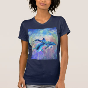 Familj med par delfiner T-Shirt Lycklig