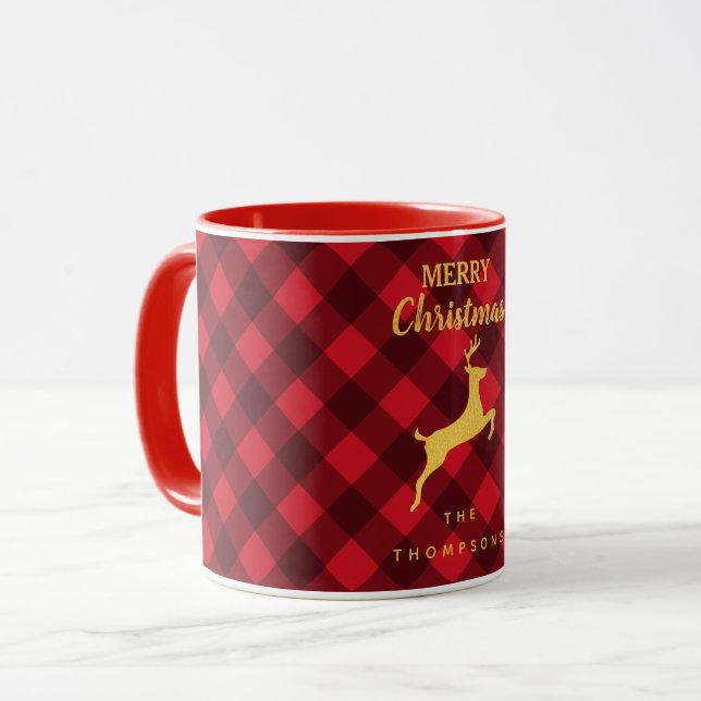 Familj med Red Black Buffalo Play Reindeer Mugg (Framsida vänster)