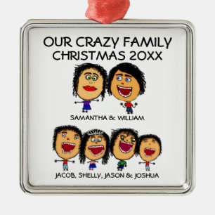 Familj med sex Crazy Helgdag Ornament