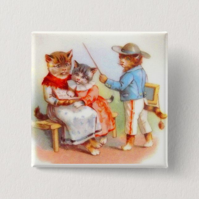 Familj med Victorian Ued kattunge Knapp (Framsida)