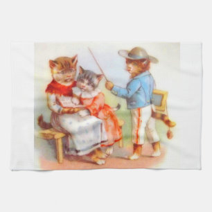 Familj med Victorian Ued kattunge Kökshandduk