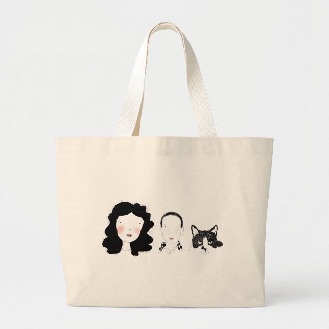Familj - minimal teckendesign jumbo tygkasse (Framsidan)