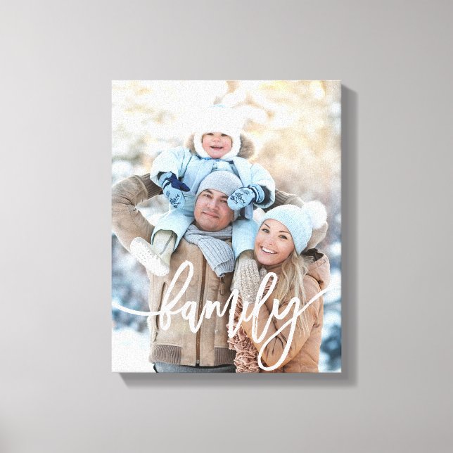 Familj | Modern vit typografi med foto Canvastryck (Framsida)