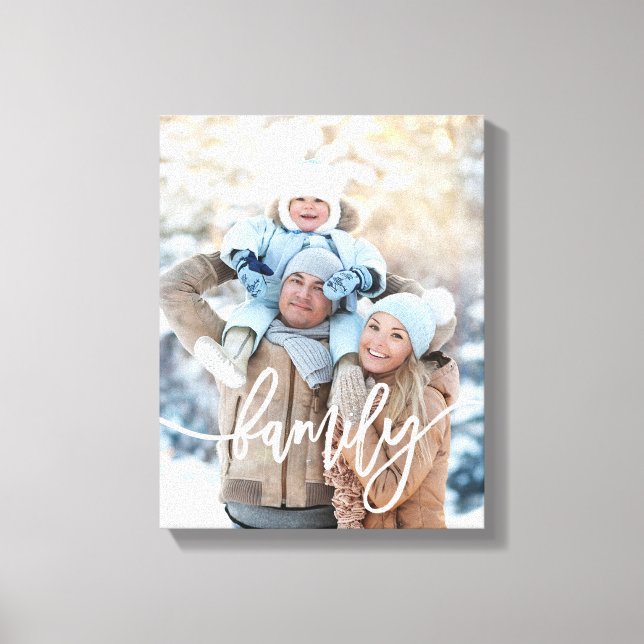 Familj | Modern vit typografi med foto Canvastryck (Framsida)