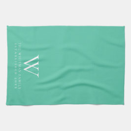 Familj Monogram Elegant Aqua Kök Kökshandduk