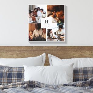 Familj Monogram Flerfoto Enkel Elegant Canvastryck