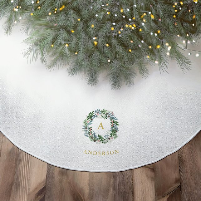 Familj Monogram för julkrans Julgransmatta Borstad Polyester (Skapare uppladdad)