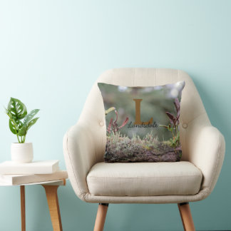 Familj Monogram Namn Initial Natur Foto Kudde
