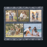 Familj Namn 5 Photo Collage Blue Play Modern Fleecefilt<br><div class="desc">Blanketet med den moderna familjen Namn 5 Photo Collage Blue Play Modern Fleece har en fotokollage av fem av dina favoritfoton med personligen namn i ett elegant-vitt skript på en blå plaid-bakgrund. Anpassa genom att redigera texten i textrutorna. Perfekt för födelsedag, jul, Mors dag, Fars dag, mor- och farföräldrar, syster,...</div>