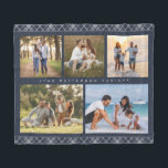 Familj Namn 5 Photo Collage Blue Play Modern Fleecefilt<br><div class="desc">Blanketet med den moderna familjen Namn 5 Photo Collage Blue Play Modern Fleece har en fotokollage av fem av dina favoritfoton med personligen namn i ett elegant-vitt skript på en blå plaid-bakgrund. Anpassa genom att redigera texten i textrutorna. Perfekt för födelsedag, jul, Mors dag, Fars dag, mor- och farföräldrar, syster,...</div>