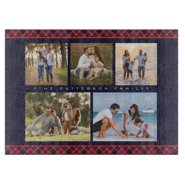 Familj Namn 5 Photo Collage Red Play Modern (Framsidan)