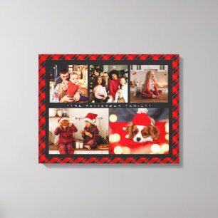 Familj Namn 5 Photo Collage Red Play Modern Canvastryck