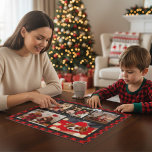 Familj Namn 5 Photo Collage Red Play Modern Pussel<br><div class="desc">Familjen Namn 5 Photo Collage Red Play Modern Jigszawa Puzzle har en fotokollage av fem av dina favoritfoton med personlig-familjen namn i ett elegant-vitt skript på en röd pläterad bakgrund. Anpassa genom att redigera texten i textrutorna. Perfekt för födelsedag, jul, Mors dag, Fars dag, mor- och farföräldrar, syster, bror, kusiner,...</div>