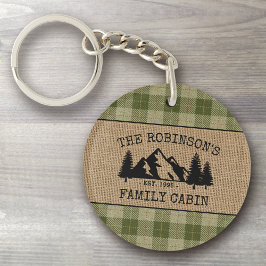Familj Namn Cabin Träd Sage Play Burlap 2 sipprade