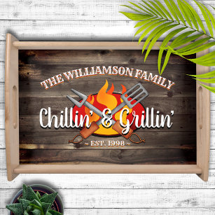 Familj Namn Chillin' och Grillin' BBQ Frukostbricka