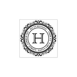 Familj Namn | Deco Flourish Round Returadress Stämpel