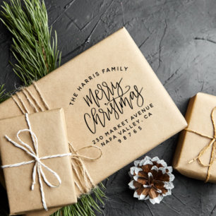 Familj Namn, God jul och Returadress Självfärgande Stämpel