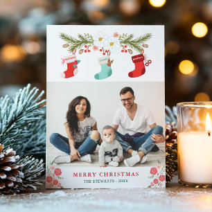 Familj Namn om julklapp med foto Julkort