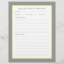 Familj Namn + Recept | Enkel Grått-Gult och vit
