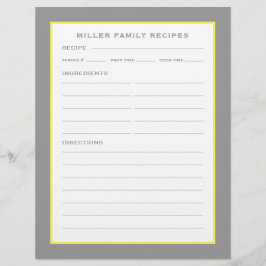 Familj Namn + Recept | Enkel Grått-Gult och vit