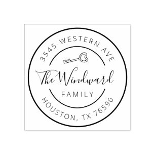 Familj Namn Returadress runda, första hem Stämpel