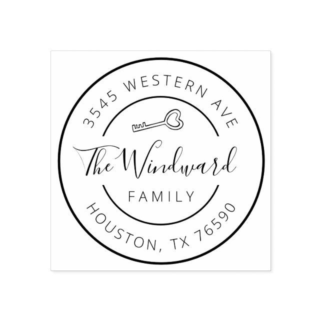 Familj Namn Returadress runda, första hem Stämpel (Tryck)