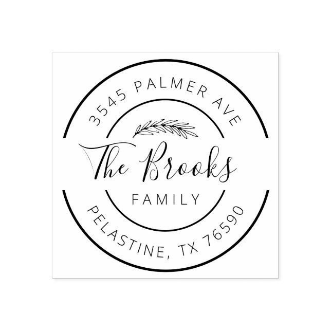 Familj Namn Returadress runt logotyp - självtrycka Stämpel (Tryck)