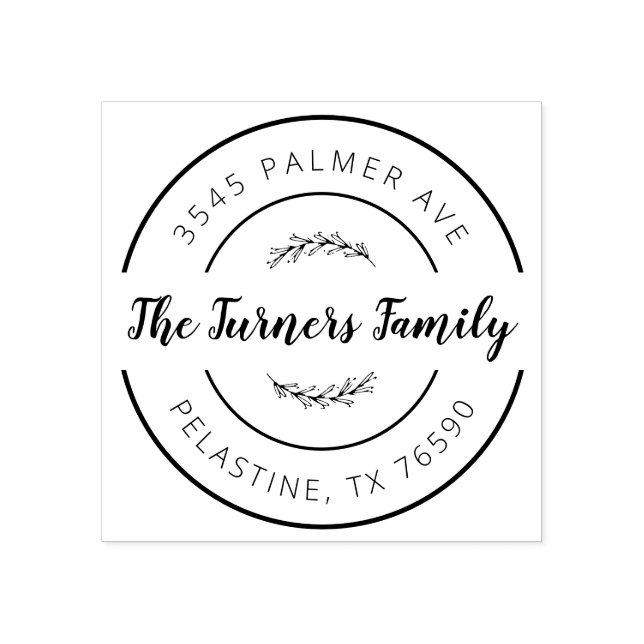 Familj Namn Returadress runt logotyp - självtrycka Stämpel (Tryck)