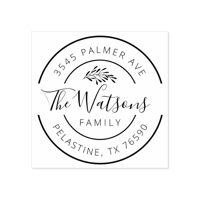 Familj Namn Returadress runt logotyp - självtrycka Stämpel (Tryck)