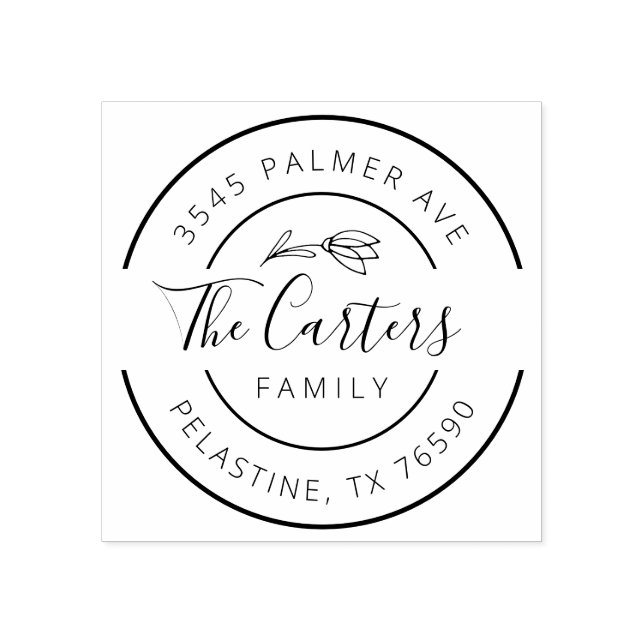 Familj Namn Returadress runt logotyp - självtrycka Stämpel (Tryck)