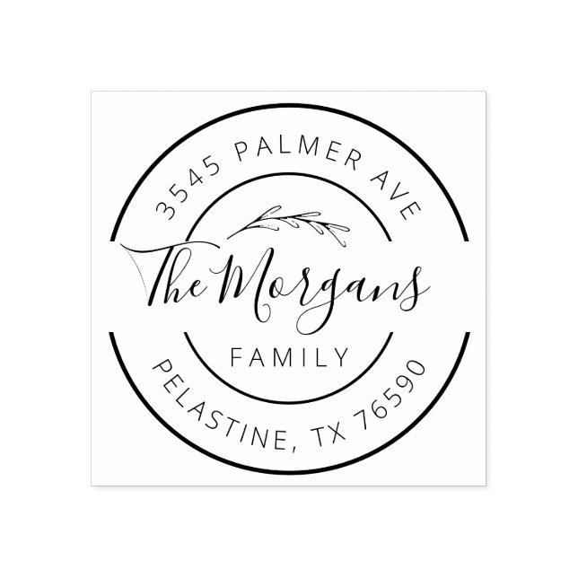 Familj Namn Returadress runt logotyp - självtrycka Stämpel (Tryck)