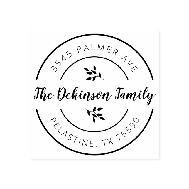 Familj Namn Returadress runt logotyp - självtrycka Stämpel (Tryck)