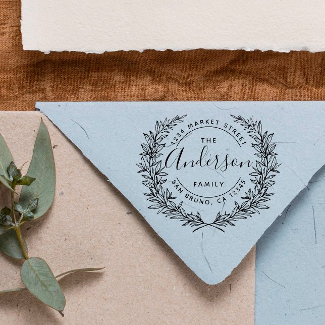 Familj Namn Round Hand-dragen Wandeans Adress Stämpel (Skapare uppladdad)