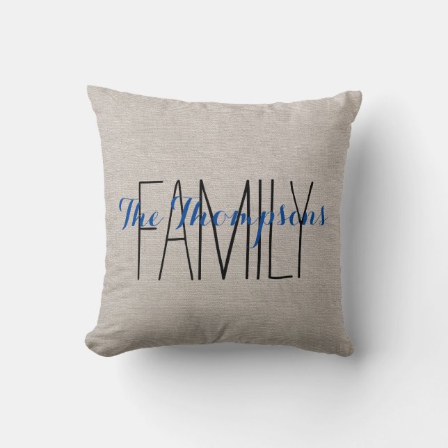 Familj Namn Rustic Chic Monogram Pillow Kudde (Framsida)