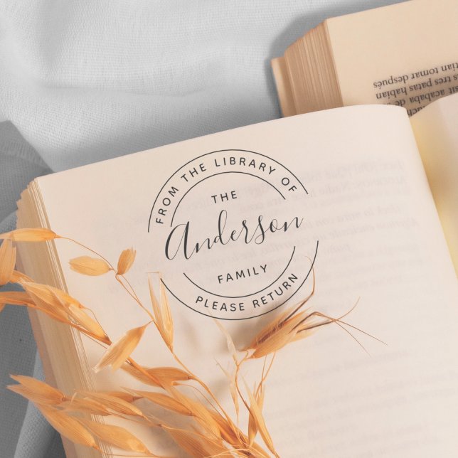 Familj Namn | Skapa din egen runda Bibliotek Bok Stämpel (Skapare uppladdad)