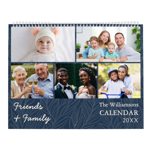 Familj och Vänner Blå Multi Foto Kalender (Omslag)