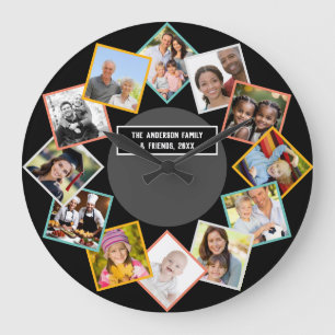 Familj och vänner Collage Multi fotogalleri Stor Klocka