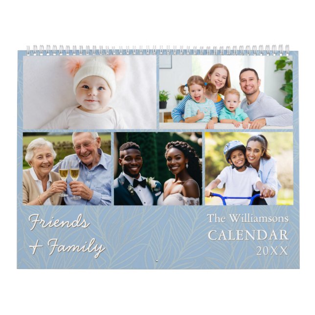 Familj och Vänner Damblå Multi Foto Kalender (Omslag)
