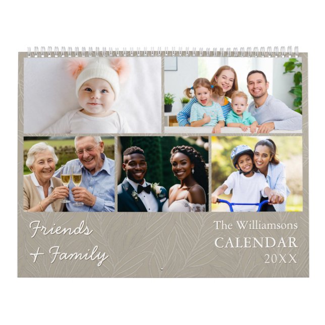 Familj och Vänner Elegant Grå Fotokalender Kalender (Omslag)