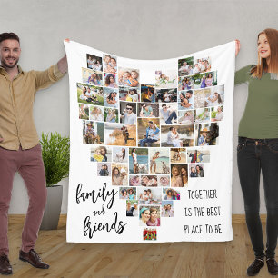 Familj och vänner Hjärtformade 51 Photo Collage Fleecefilt