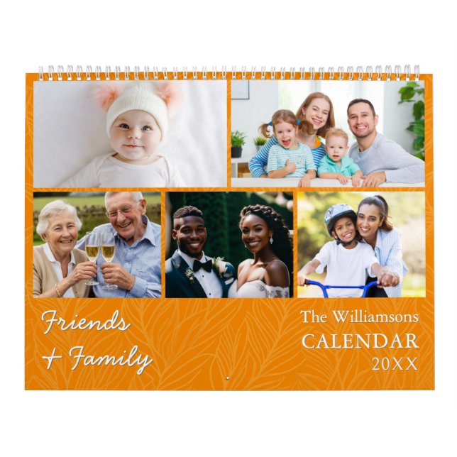 Familj och Vänner Multi Foto Orange Kalender (Omslag)