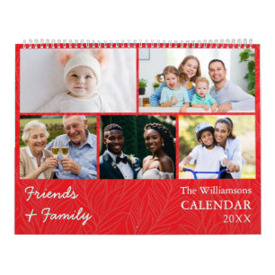 Familj och Vänner Röd Fotogalleri Kalender