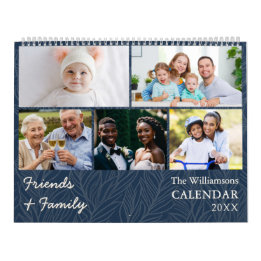 Familj- och vänskapskalender för blått multifoto kalender