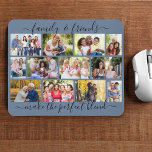 Familj- och vänskapsoffert 12 Photo Collage Blue<br><div class="desc">Skapa en egen fotokollage-mousserande med en familjekurs i elegantens skripttypografi. Fotomallen är inställd för att du ska kunna lägga till 12 av ditt favoritfoto bilder, som visas i ett modernt murverk med landskap och porträtt-foton. Ordet lyder "familj och vänner gör perfekten blandad" som du kan behålla eller redigera som du...</div>